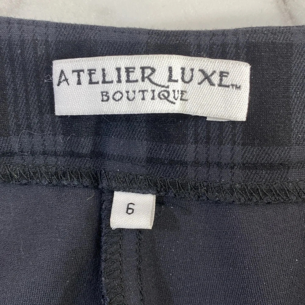 Atelier‎ Luxe Boutique Trouser Pants Womens Size 6 Gray Black Plaid Check Skinny - Picture 8 of 11